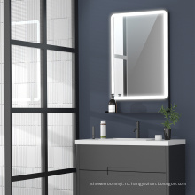Зеркало для ванной комнаты с подсветкой нового дизайна и полкой